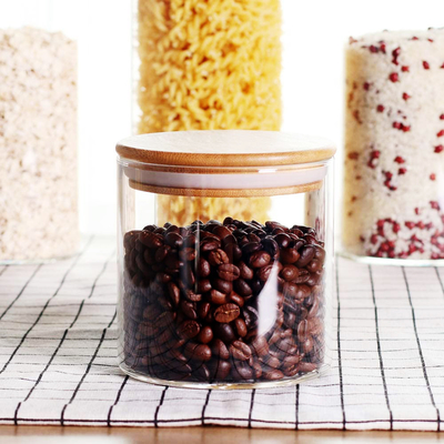 Couvercle en bambou de conteneur en verre de couvercles de pot de cuisine avec Straw Silicon Leafproof