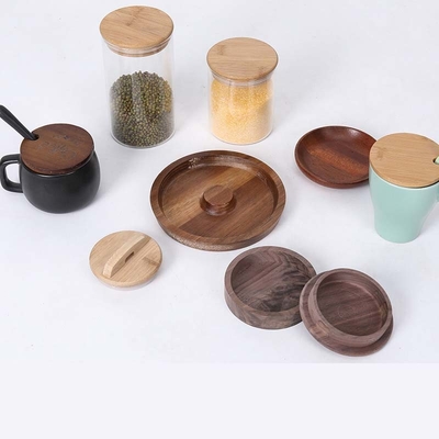 Le stockage de cuisine cogne le couvercle en bambou de pot de place ronde avec du silicium Ring Airtight