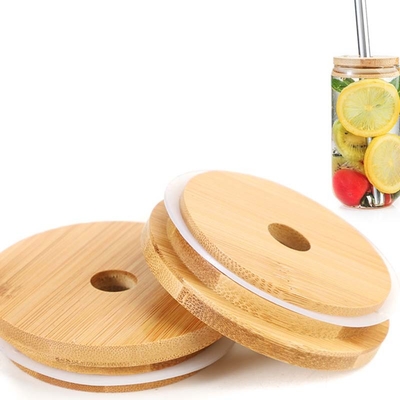 Couvercle en bambou Leafproof de pot de cercle de silicium pour les couvercles en verre de cuisine de pot de nourriture de pot de stockage