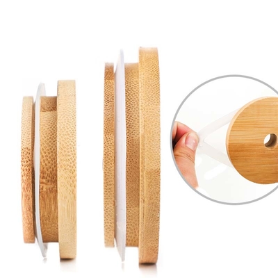 Couvercle en bambou Leafproof de pot de cercle de silicium pour les couvercles en verre de cuisine de pot de nourriture de pot de stockage