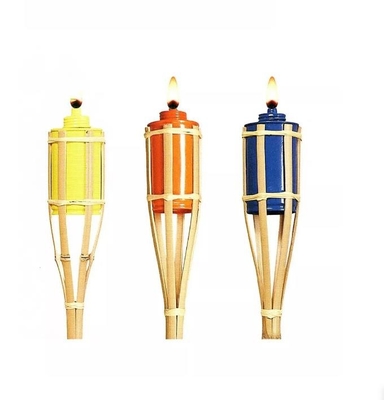 Décoration extérieure épousant des torches en bambou de 150cm avec des bidons d'huile en métal de couvertures
