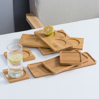 Les caboteurs en bambou de 6 paquets 9cm forment en rond le laser Logo Bar Home Cup Coasters